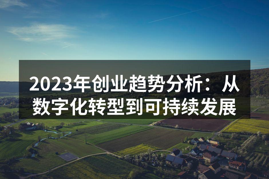 2023年创业趋势分析：从数字化转型到可持续发展