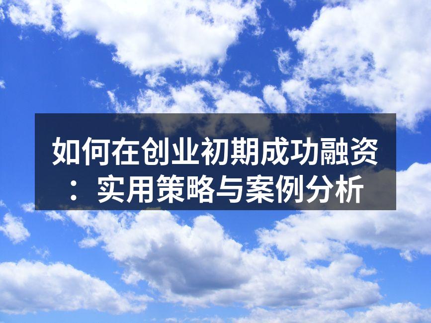 如何在创业初期成功融资：实用策略与案例分析